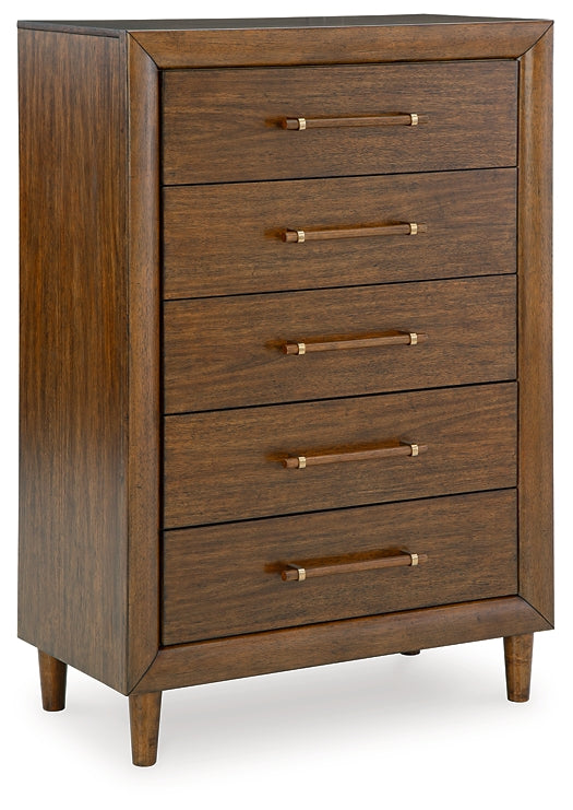 Lyncott California Upholstered Bed With Mirrored Dresser, Chest And 2 Nightstands