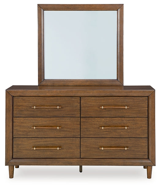 Lyncott Upholstered Bed With Mirrored Dresser And Nightstand