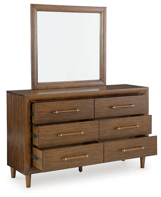 Lyncott Upholstered Bed With Mirrored Dresser And Nightstand