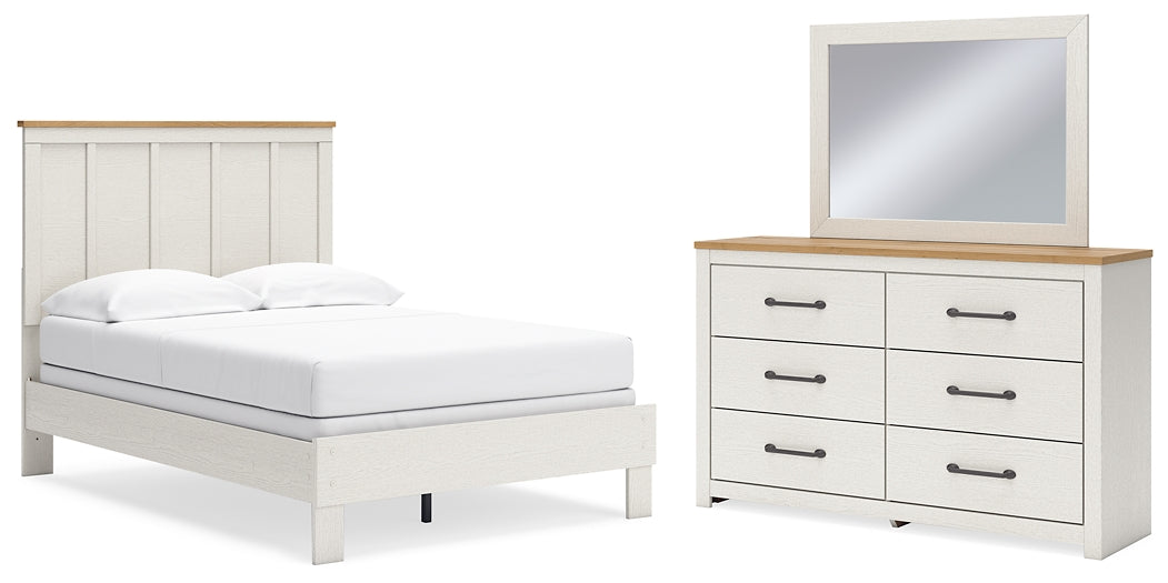 Linnocreek Panel Bed With Mirrored Dresser
