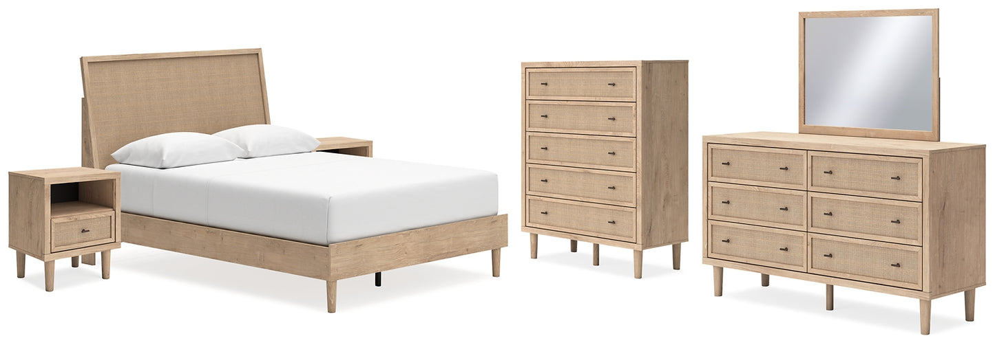 Cielden Panel Bed With Mirrored Dresser, Chest And 2 Nightstands