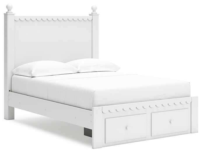 Mollviney Panel Storage Bed With Mirrored Dresser, Chest And 2 Nightstands