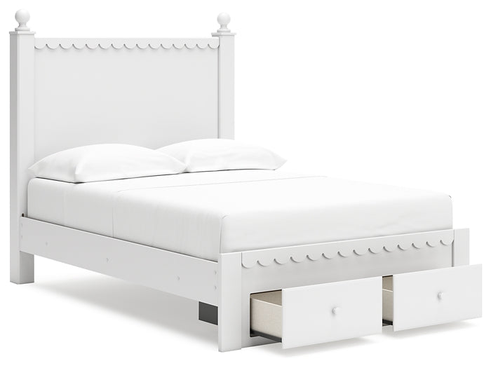Mollviney Panel Storage Bed With Mirrored Dresser, Chest And 2 Nightstands