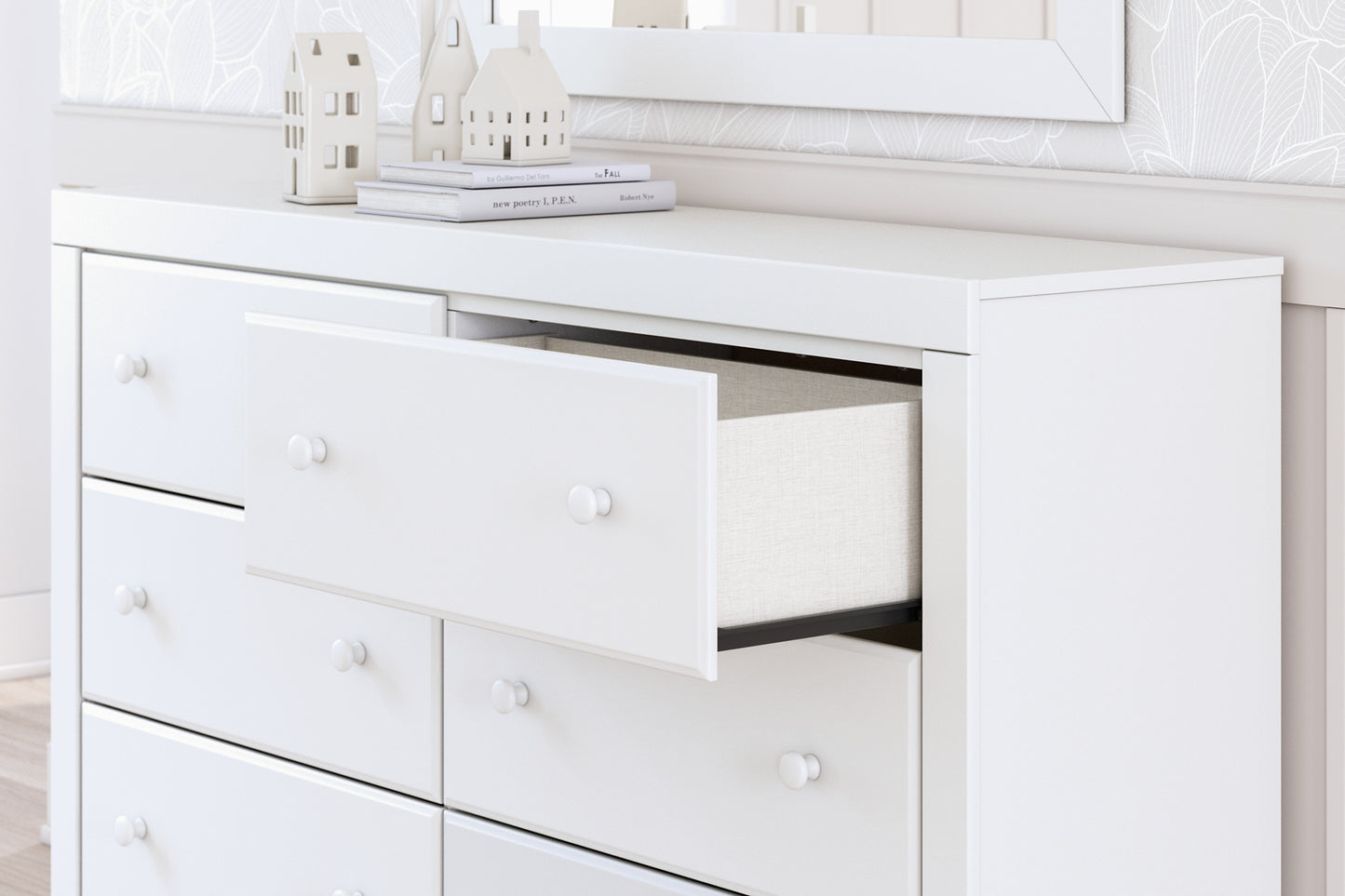 Mollviney Panel Storage Bed With Mirrored Dresser, Chest And 2 Nightstands