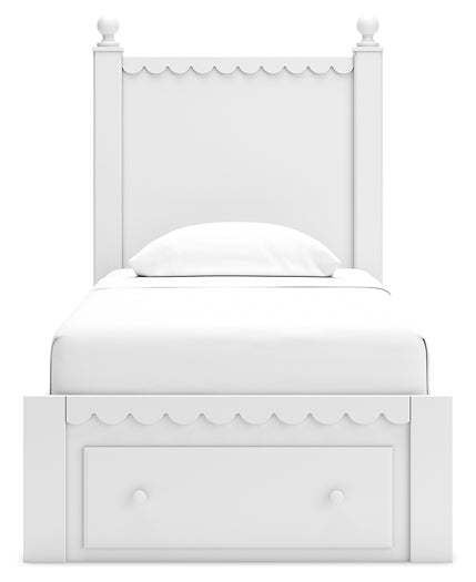 Mollviney Panel Storage Bed With Mirrored Dresser And Nightstand