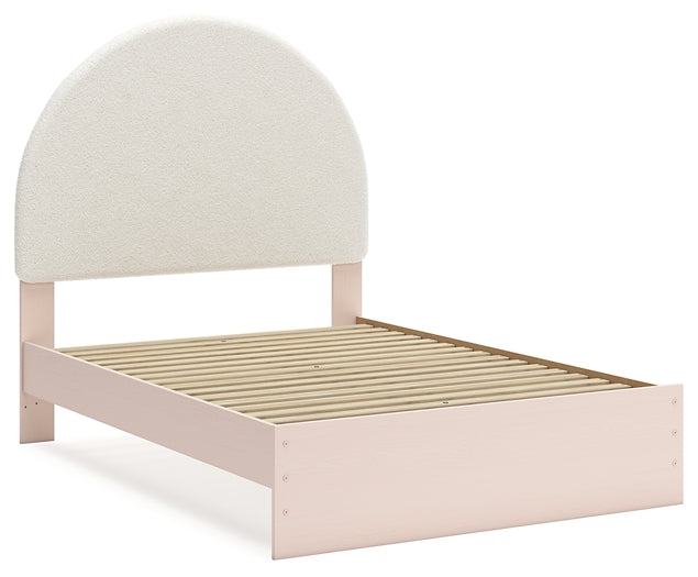 Wistenpine Upholstered Panel Bed With Mirrored Dresser And 2 Nightstands