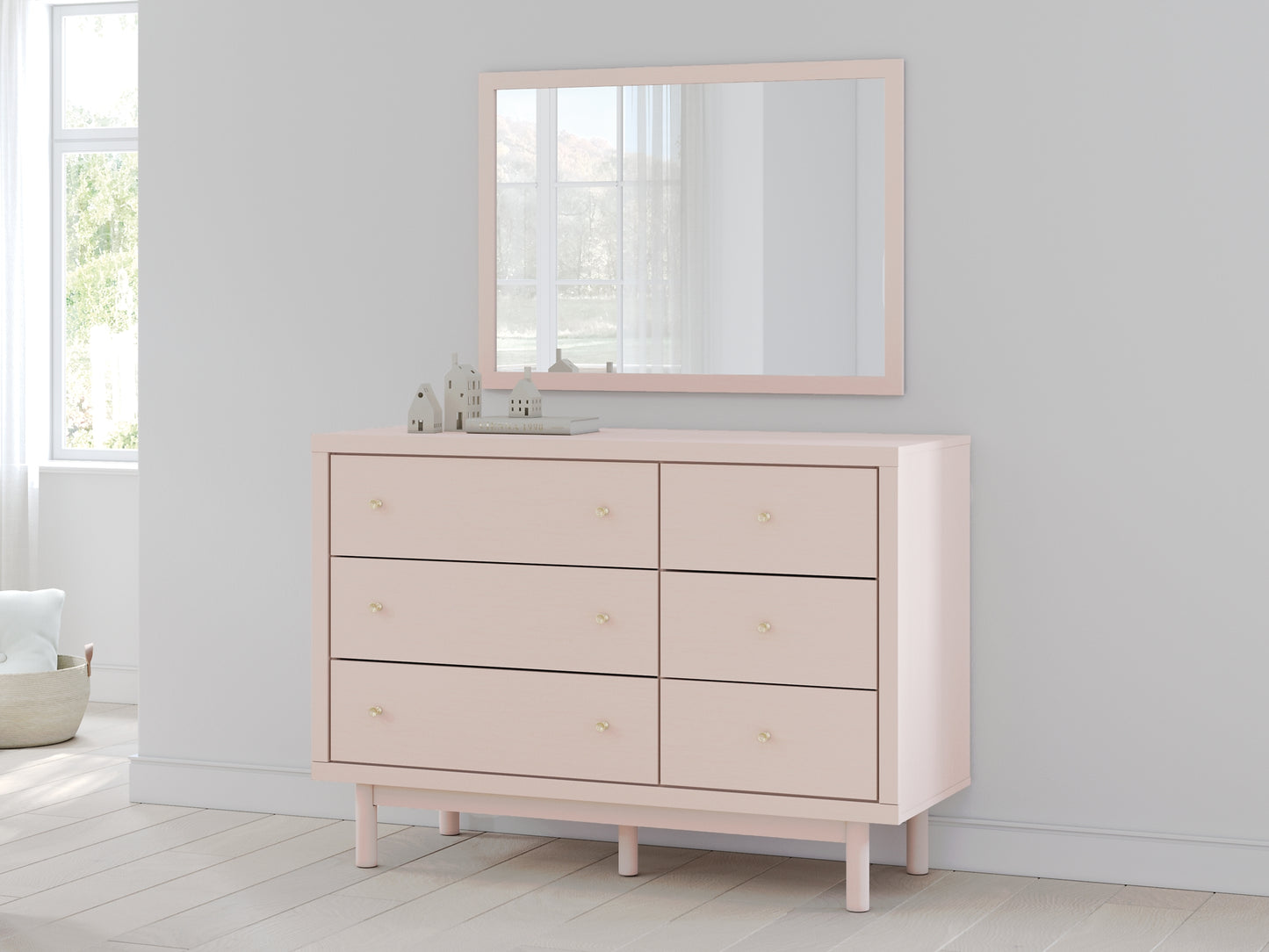 Wistenpine Upholstered Panel Bed With Mirrored Dresser, Chest And 2 Nightstands