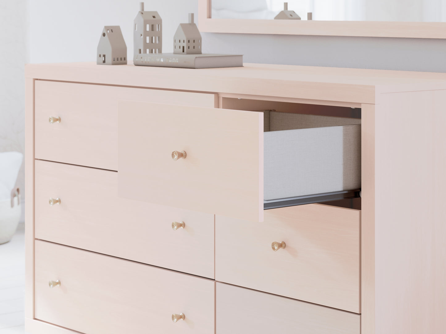 Wistenpine Upholstered Panel Bed With Mirrored Dresser, Chest And 2 Nightstands