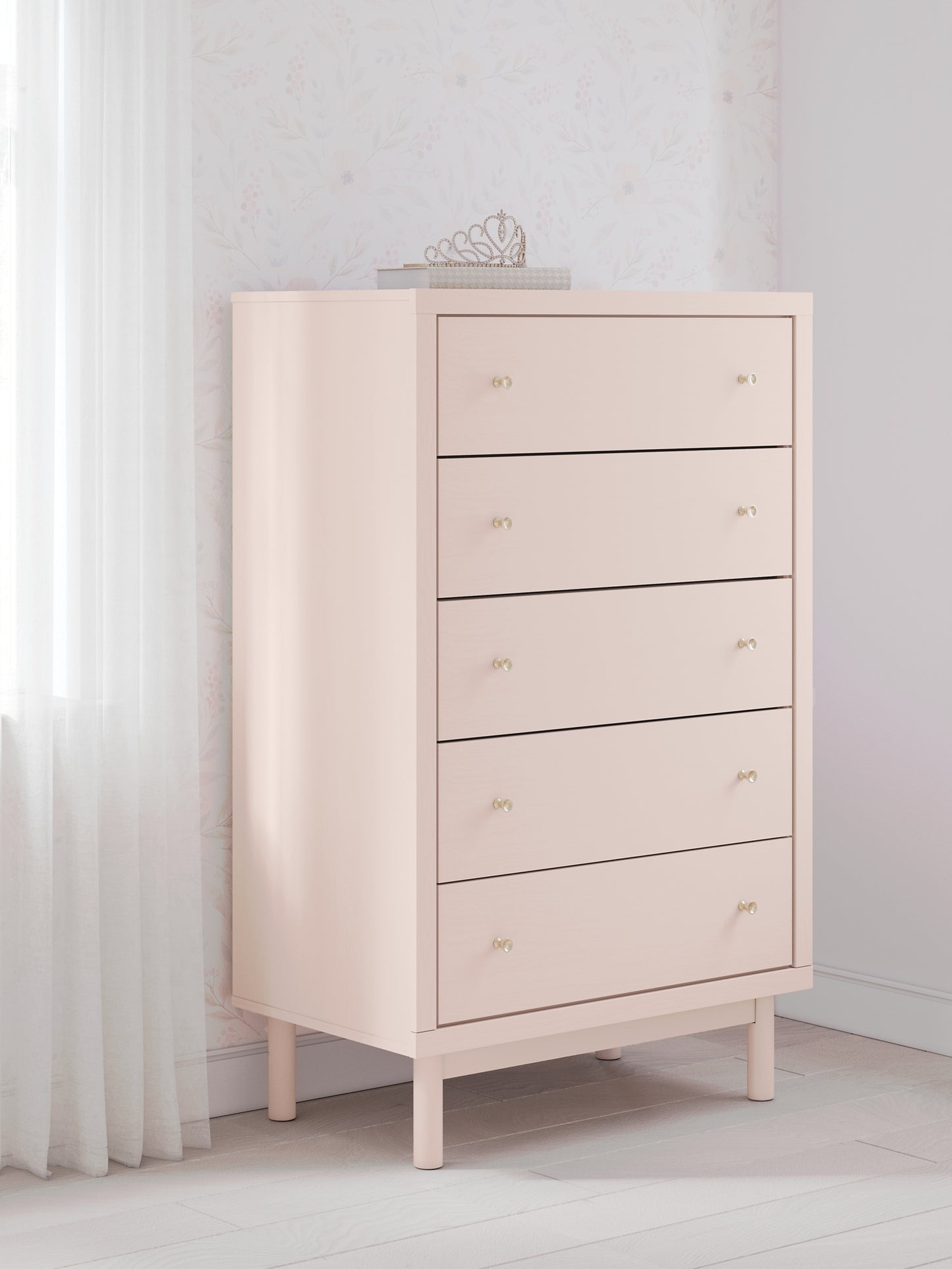 Wistenpine Upholstered Panel Bed With Mirrored Dresser, Chest And 2 Nightstands