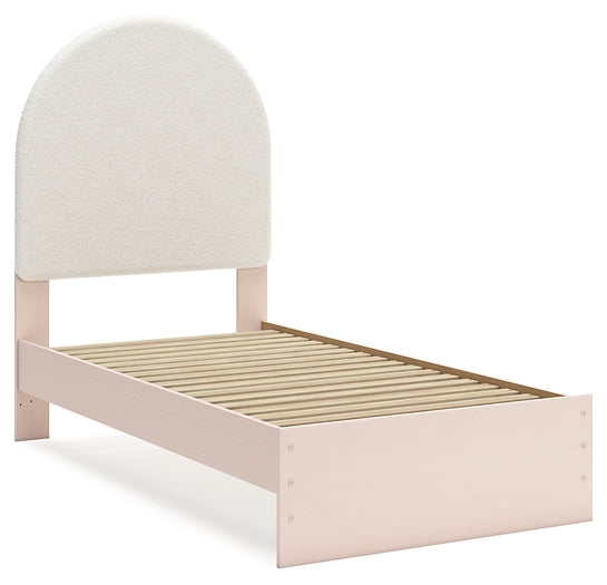 Wistenpine Upholstered Panel Bed With Mirrored Dresser And 2 Nightstands