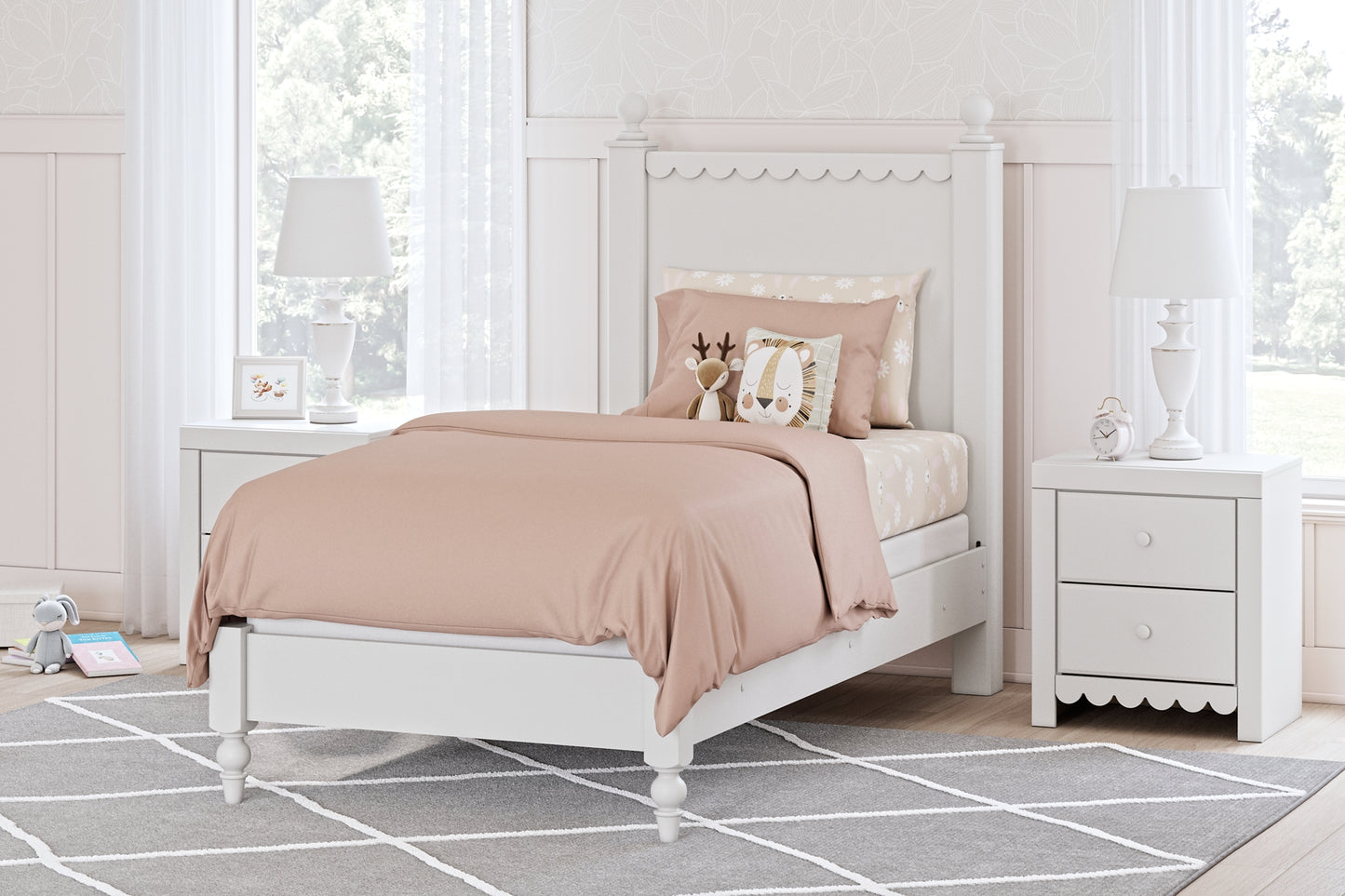 Mollviney Panel Bed With Nightstand