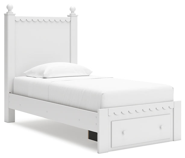 Mollviney Panel Storage Bed With Mirrored Dresser, Chest And 2 Nightstands