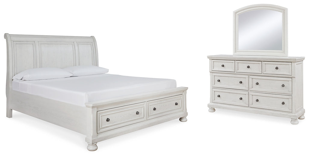 Robbinsdale Sleigh Bed With Storage With Mirrored Dresser