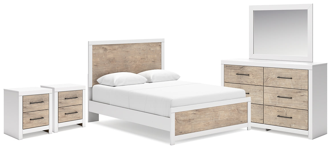 Charbitt Panel Bed With Mirrored Dresser And 2 Nightstands