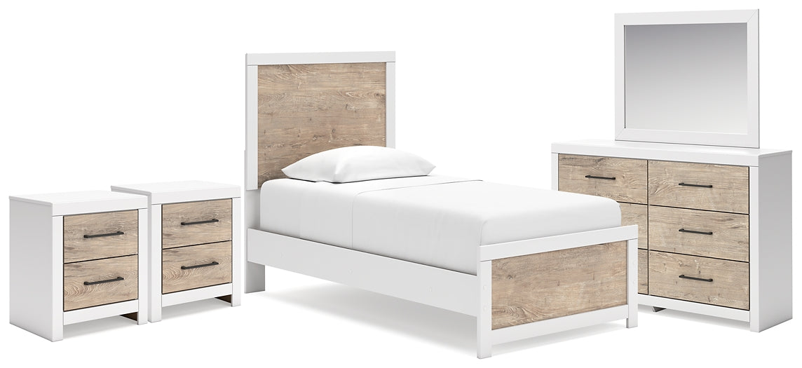 Charbitt Panel Bed With Mirrored Dresser And 2 Nightstands