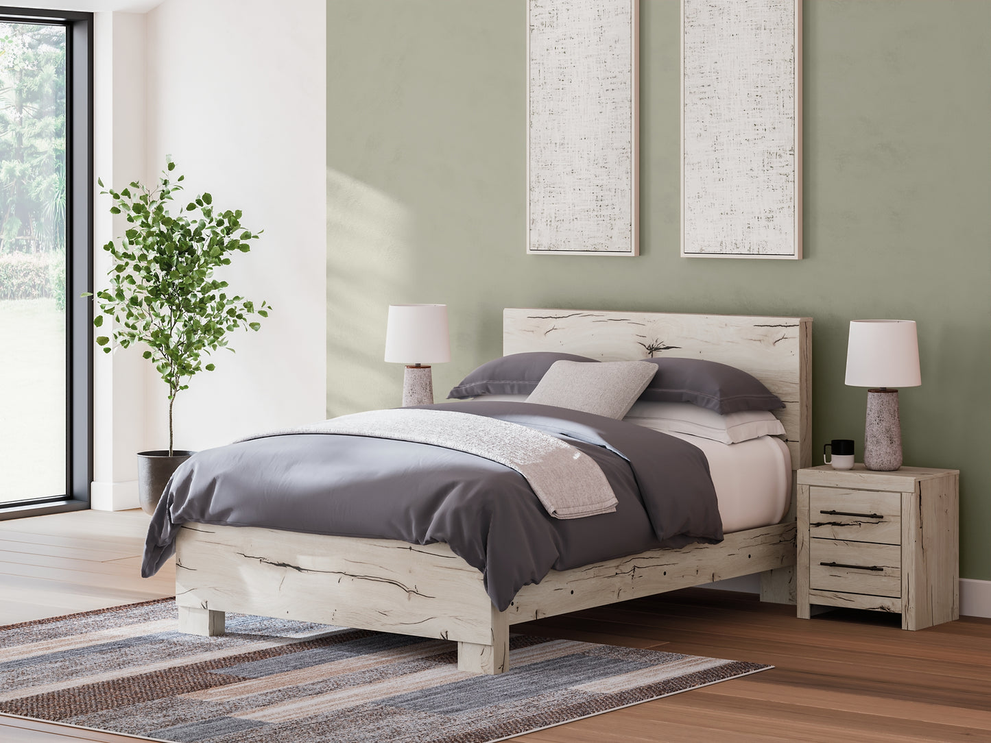 Lawroy Panel Bed With Mirrored Dresser