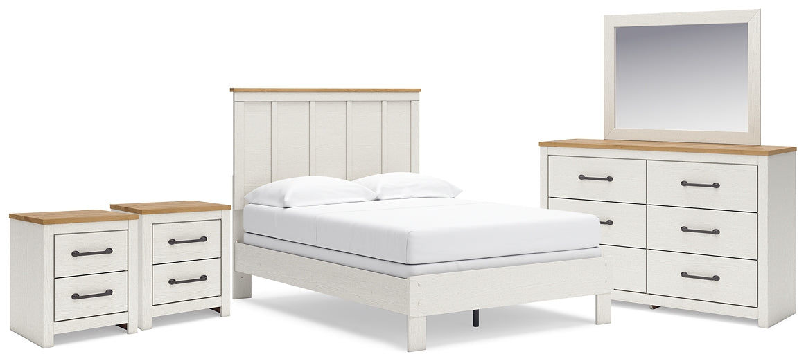 Linnocreek Panel Bed With Mirrored Dresser And 2 Nightstands