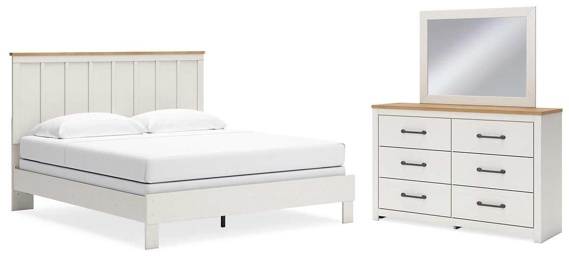Linnocreek Panel Bed With Mirrored Dresser
