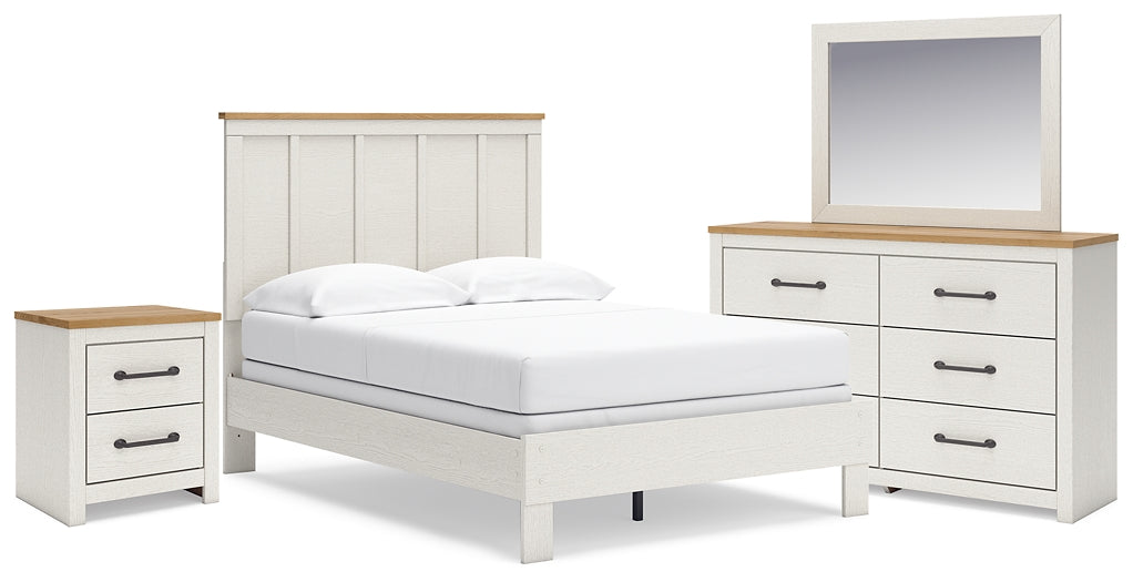Linnocreek Panel Bed With Mirrored Dresser And Nightstand