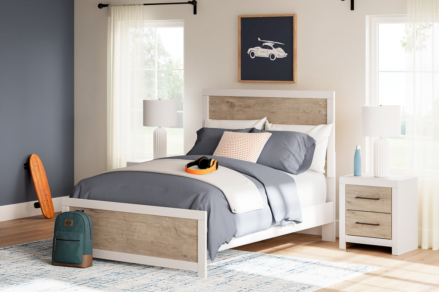 Charbitt Panel Bed With Mirrored Dresser And Chest