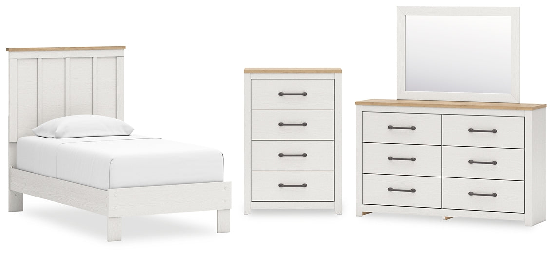 Linnocreek Panel Bed With Storage With Mirrored Dresser And Chest