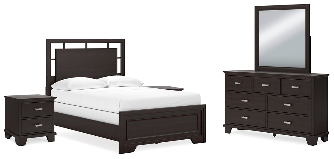 Covetown Panel Bed With Mirrored Dresser And 2 Nightstands