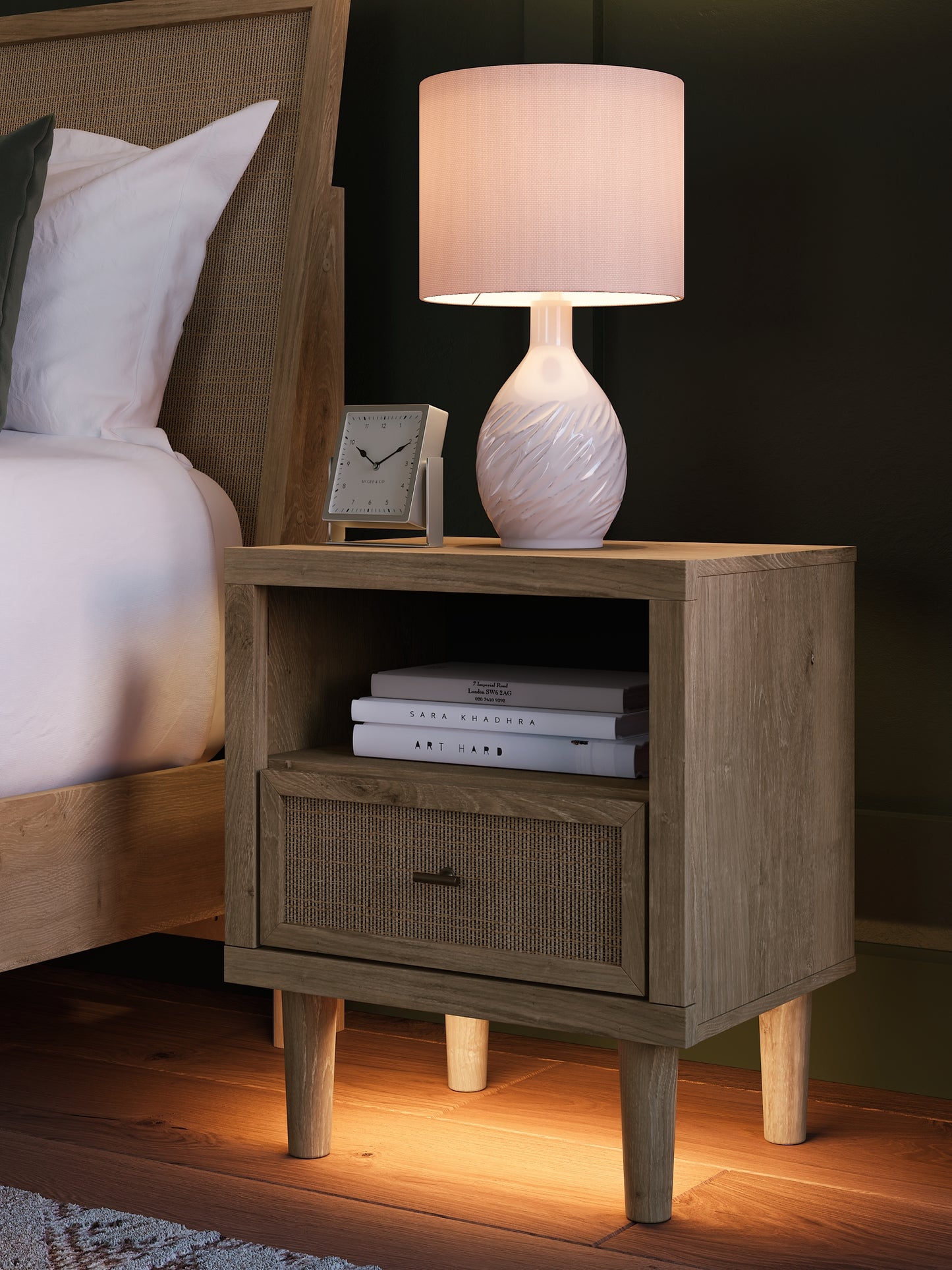 Cielden Upholstered Panel Bed With Mirrored Dresser And 2 Nightstands