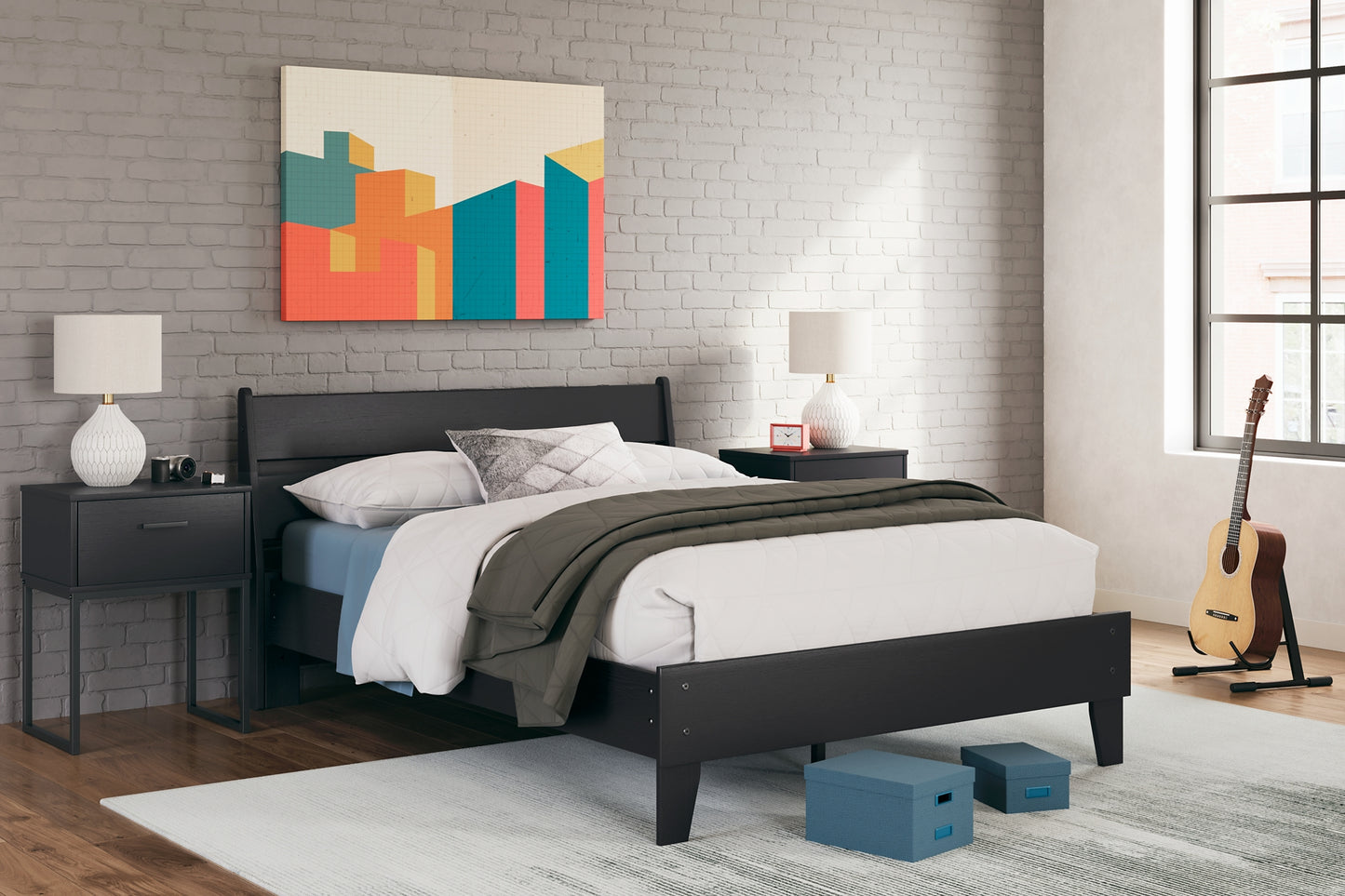 Socalle Panel Platform Bed With Dresser And Nightstand