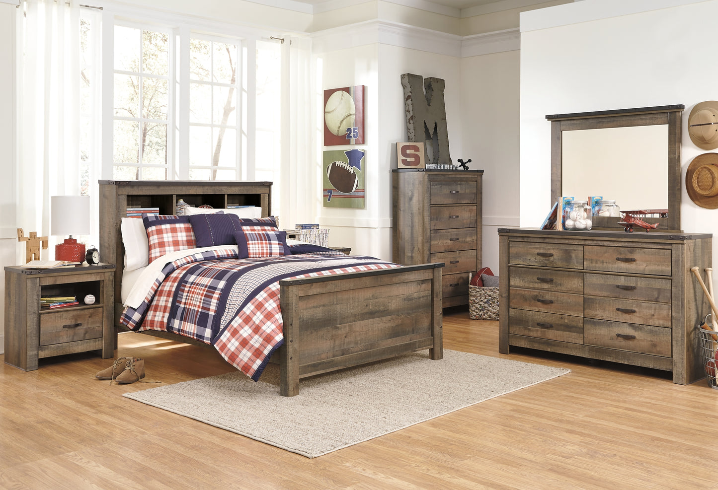 Trinell Bookcase Panel Bed
