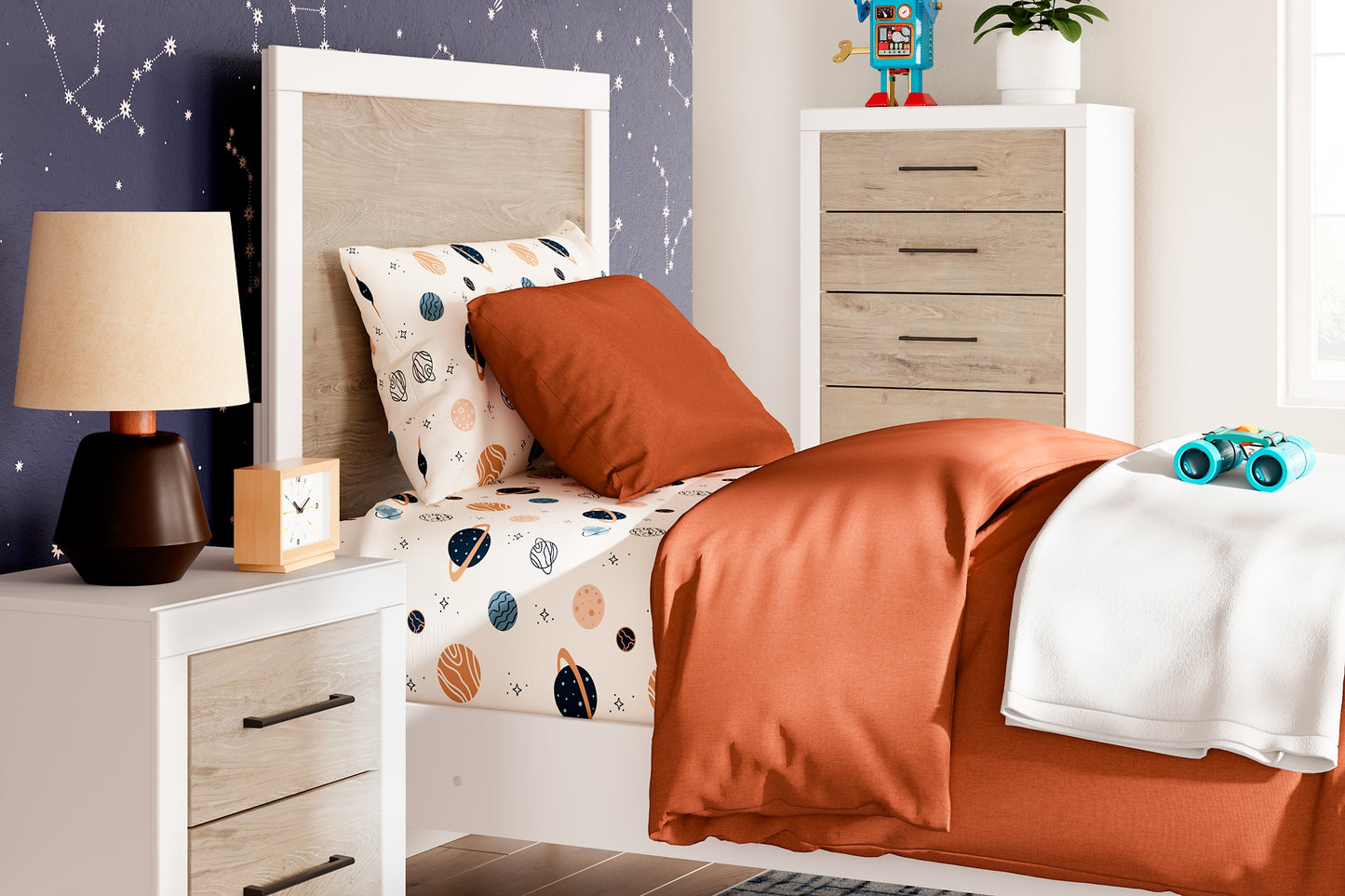 Charbitt Panel Bed With Mirrored Dresser, Chest And Nightstand