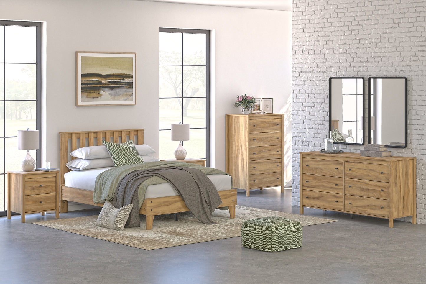 Bermacy Platform Bed With Dresser And Nightstand
