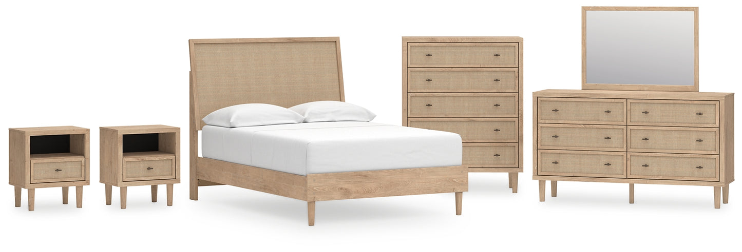 Cielden Panel Bed With Mirrored Dresser, Chest And 2 Nightstands