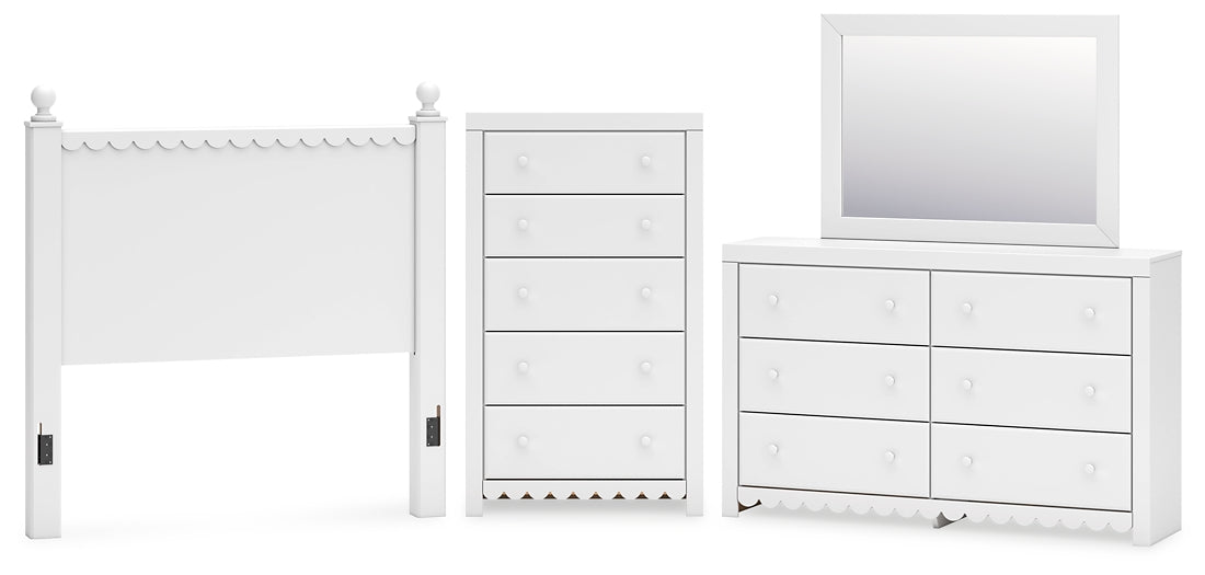 Mollviney Panel Headboard With Mirrored Dresser And Chest