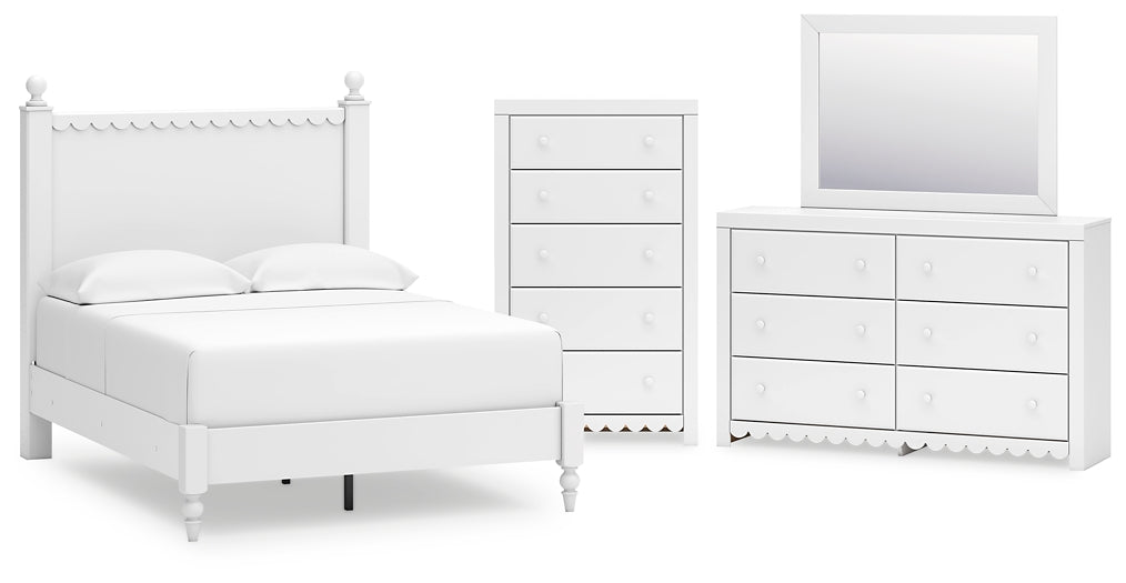 Mollviney Panel Bed With Mirrored Dresser And Chest