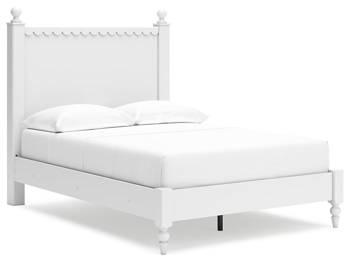 Mollviney Panel Bed With Mirrored Dresser And 2 Nightstands