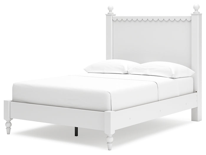 Mollviney Panel Bed With Mirrored Dresser And 2 Nightstands