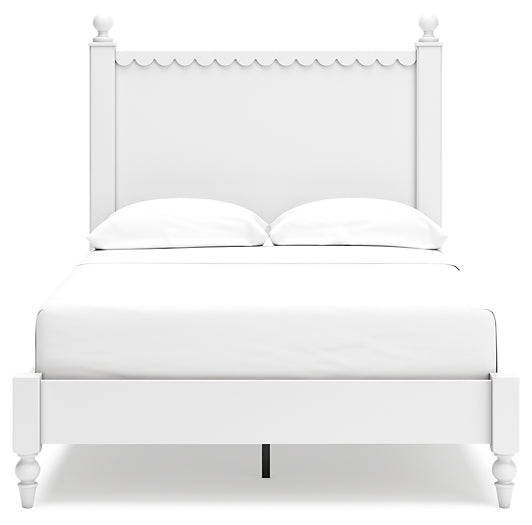 Mollviney Panel Bed With Mirrored Dresser And 2 Nightstands
