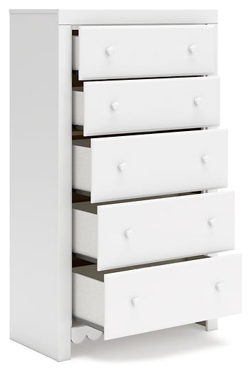 Mollviney Panel Storage Bed With Mirrored Dresser, Chest And Nightstand