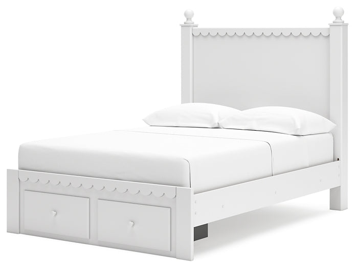 Mollviney Panel Storage Bed With Mirrored Dresser, Chest And Nightstand