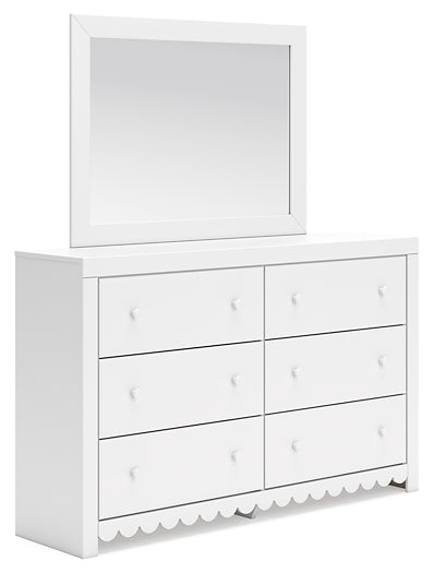 Mollviney Panel Bed With Mirrored Dresser And 2 Nightstands