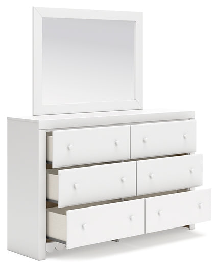 Mollviney Panel Bed With Mirrored Dresser And 2 Nightstands