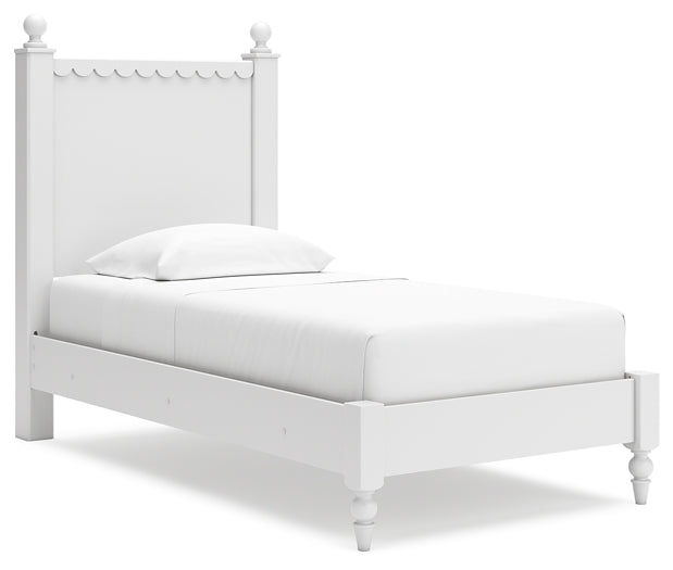Mollviney Panel Bed With Mirrored Dresser And 2 Nightstands