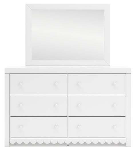 Mollviney Panel Headboard With Mirrored Dresser And 2 Nightstands