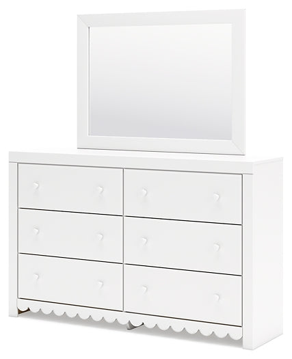 Mollviney Panel Headboard With Mirrored Dresser And 2 Nightstands