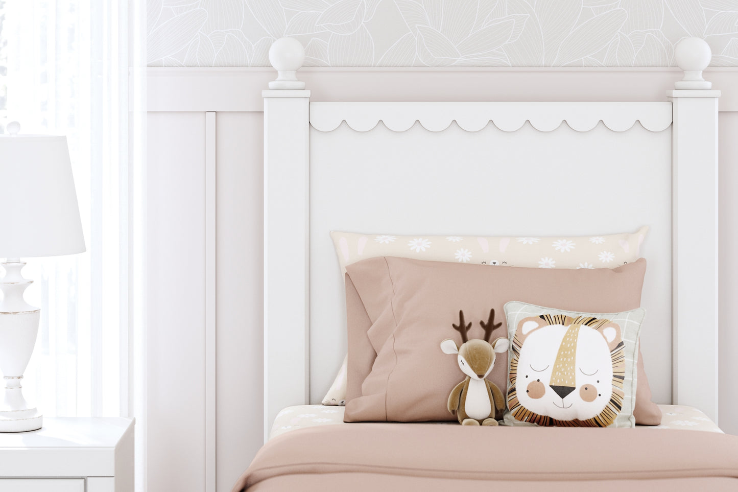 Mollviney Panel Headboard With Mirrored Dresser And 2 Nightstands