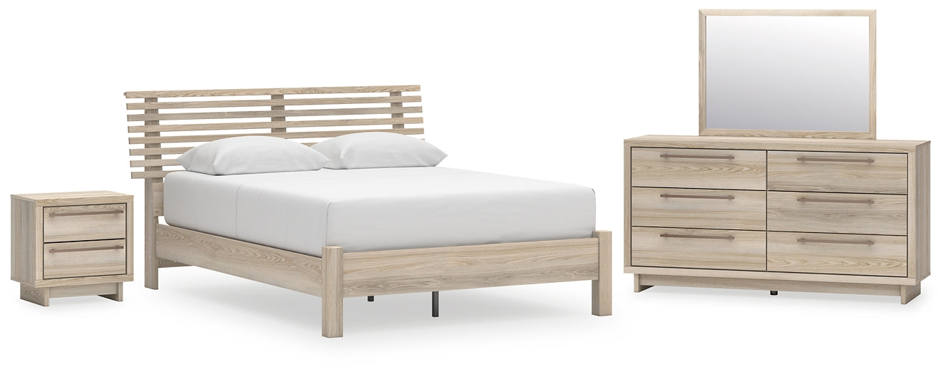 Hasbrick Panel Bed With Mirrored Dresser And Nightstand