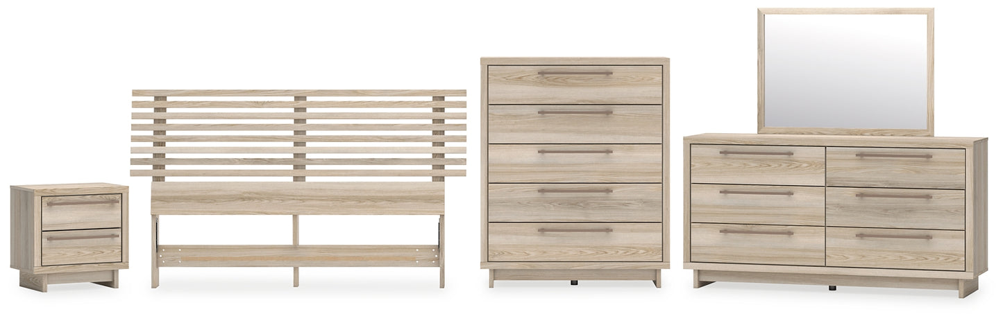 Hasbrick Panel Headboard With Mirrored Dresser, Chest And Nightstand