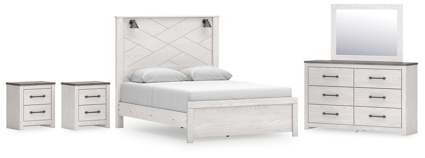 Gerridan Panel Bed With Mirrored Dresser And 2 Nightstands