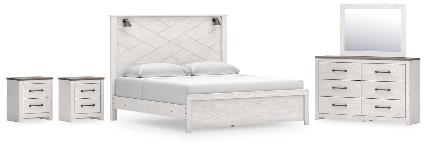 Gerridan Panel Bed With Mirrored Dresser And 2 Nightstands