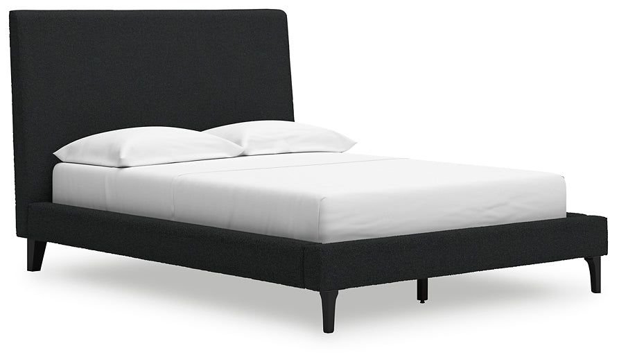 Cadmori Upholstered Bed With Mirrored Dresser And 2 Nightstands